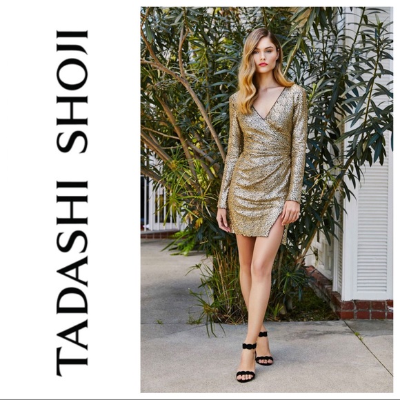 TADASHI SHOJI Alberti Sequin Slit Dress - Picture 1 of 12